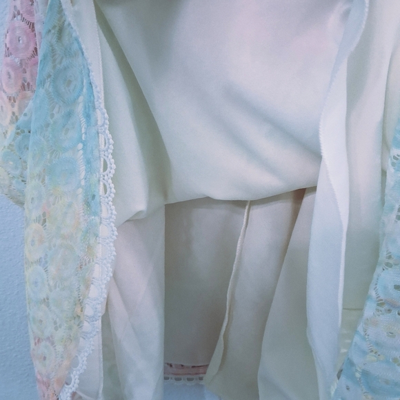 Pastel Fairy Dress Rainbow Lace Adjustable Straps Lined Zipper Back Pink Blue XL - Picture 11 of 13